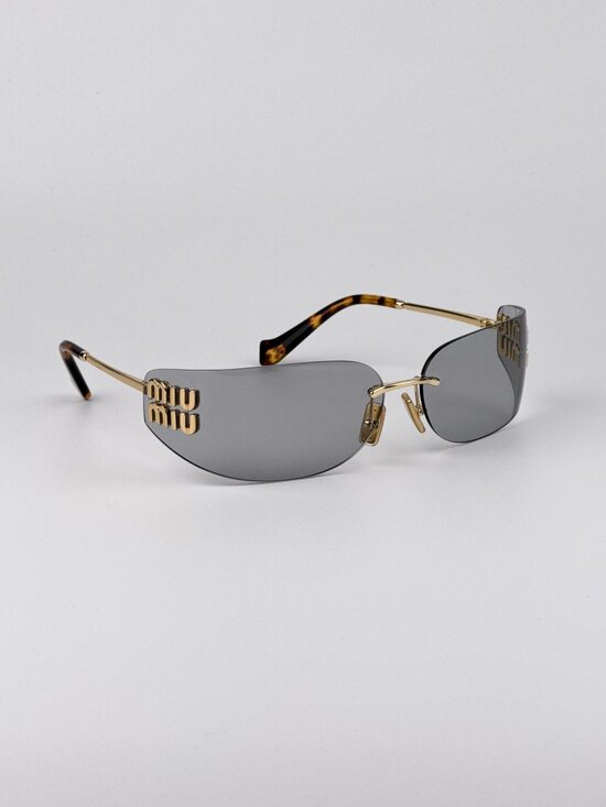 Miu Miu Women’s Sunglasses – Gold Grey Rectangle Rimless (MUA51S 5AK50K) main image 4